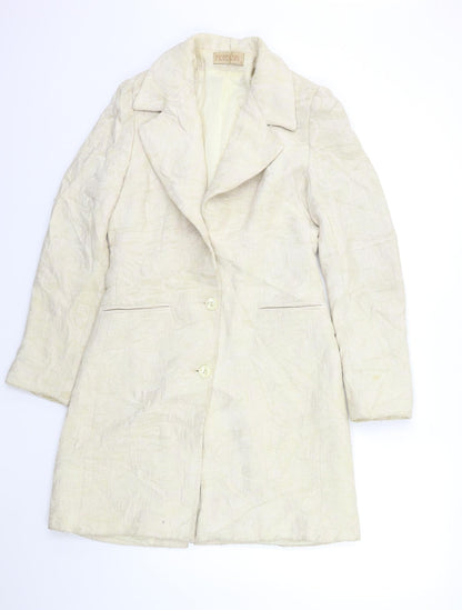 picotazos Womens Beige Floral  Overcoat Coat Size 12