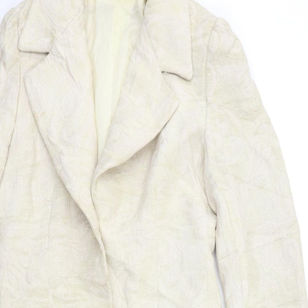 picotazos Womens Beige Floral  Overcoat Coat Size 12