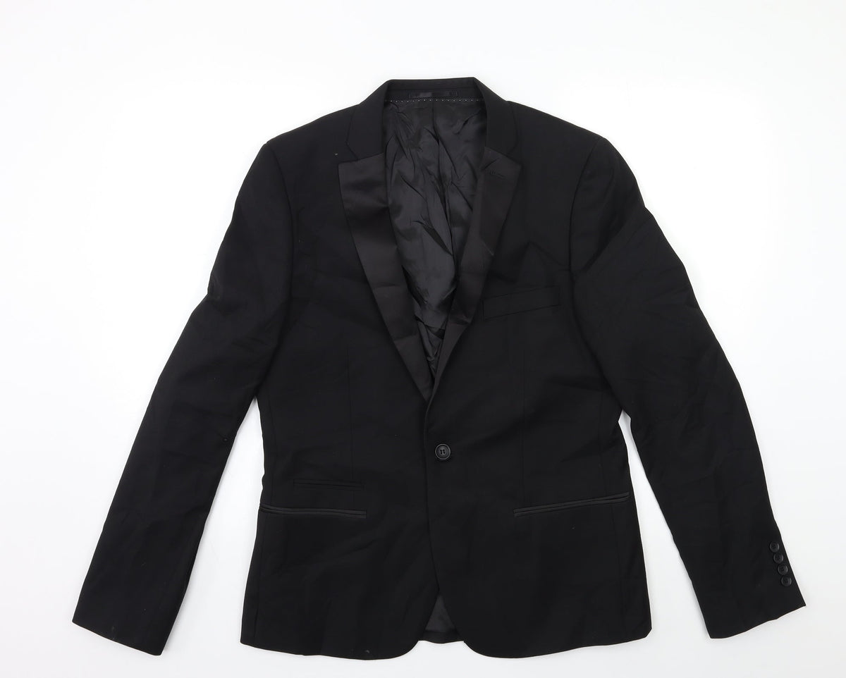 Mens UK Size 40 Topman Regular Black Suit Jacket