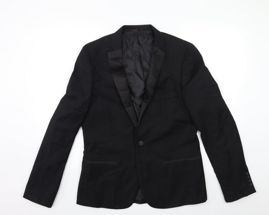 Mens UK Size 40 Topman Regular Black Suit Jacket