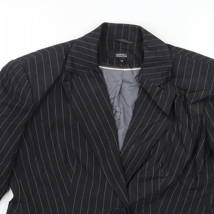 Marks and Spencer Womens Black Striped  Jacket Blazer Size 12
