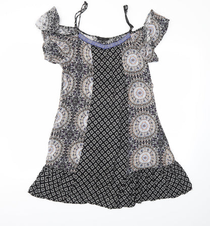 New Look Womens Black Argyle/Diamond  Fit & Flare  Size 10