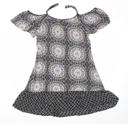 New Look Womens Black Argyle/Diamond  Fit & Flare  Size 10