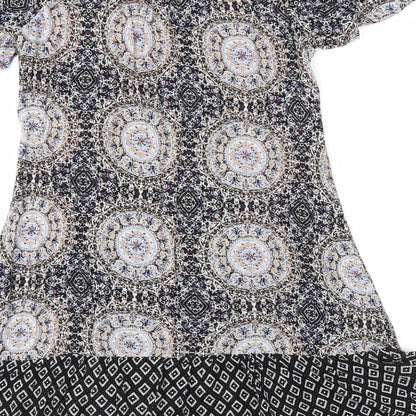New Look Womens Black Argyle/Diamond  Fit & Flare  Size 10