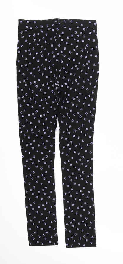 Zara Girls Black Floral  Capri Trousers Size M
