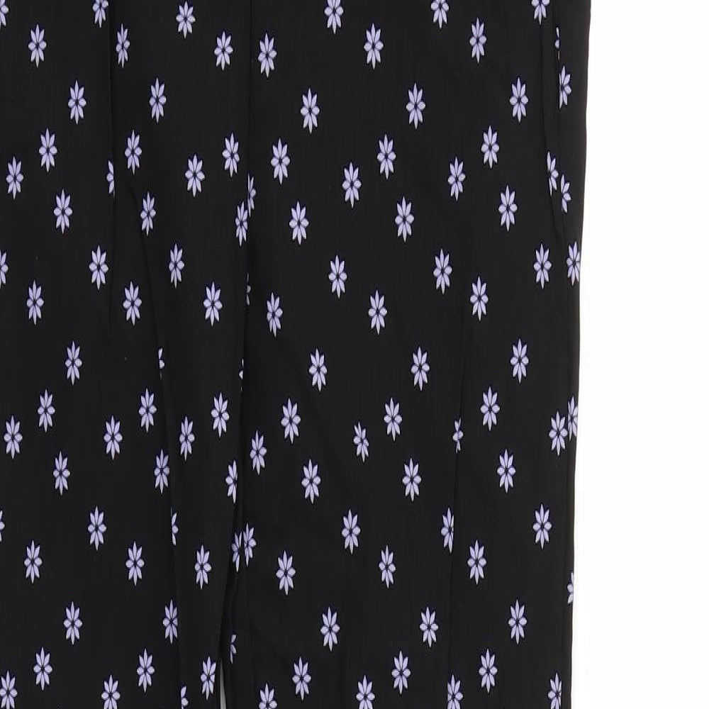 Zara Girls Black Floral  Capri Trousers Size M