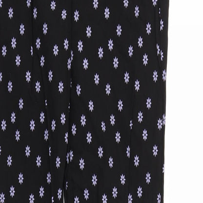Zara Girls Black Floral  Capri Trousers Size M