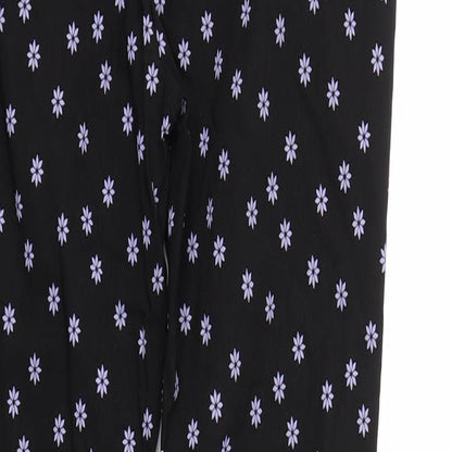 Zara Girls Black Floral  Capri Trousers Size M