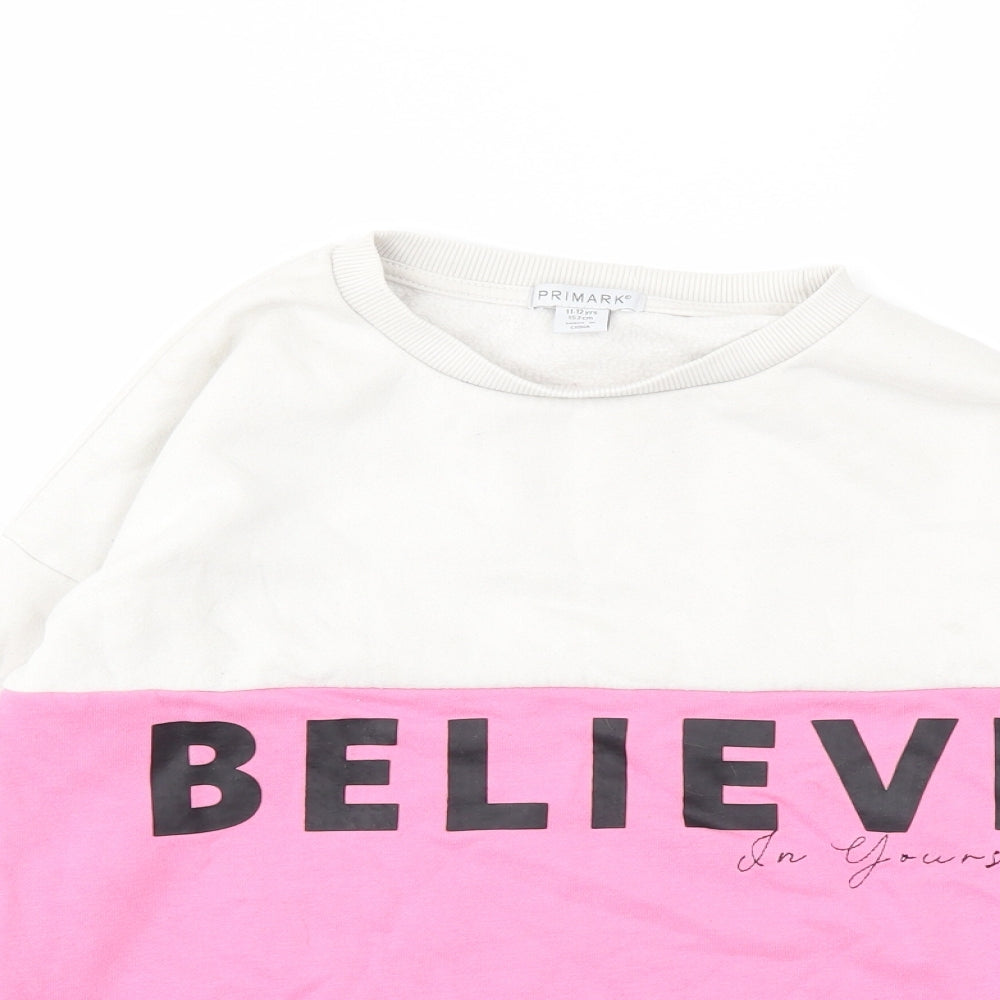 Primark Girls Pink   Pullover Sweatshirt Size 11-12 Years