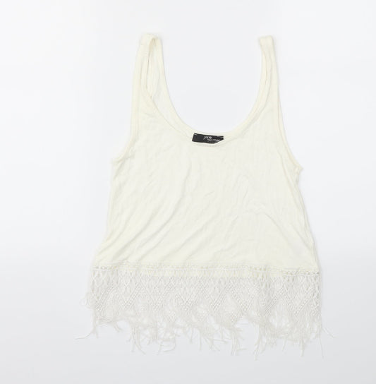 Jane Norman Womens Ivory   Cropped T-Shirt Size 10