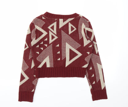Why Not Womens Red Argyle/Diamond  Pullover Jumper Size S