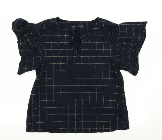 Womens UK Size 10 M&S Blue Basic T-Shirt