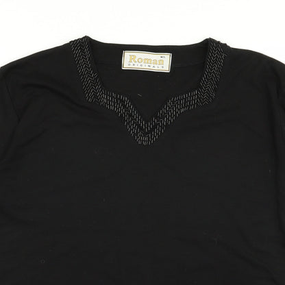 Roman Womens Black   Basic T-Shirt Size M