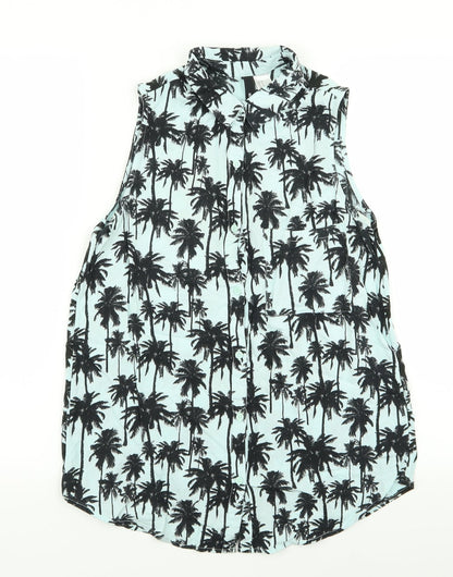 Divided by H&M Womens Blue Floral  Basic Blouse Size 8