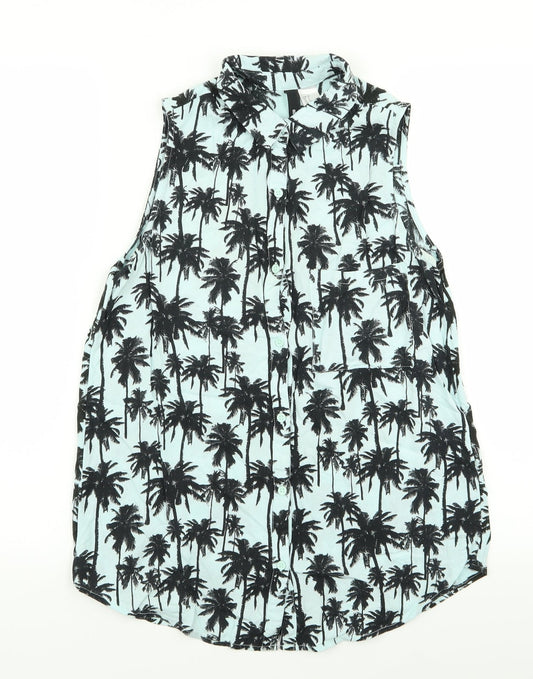 Divided by H&M Womens Blue Floral  Basic Blouse Size 8