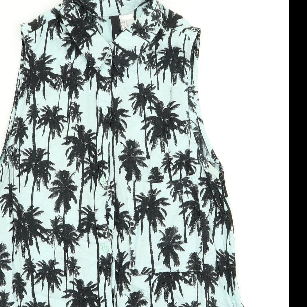 Divided by H&M Womens Blue Floral  Basic Blouse Size 8