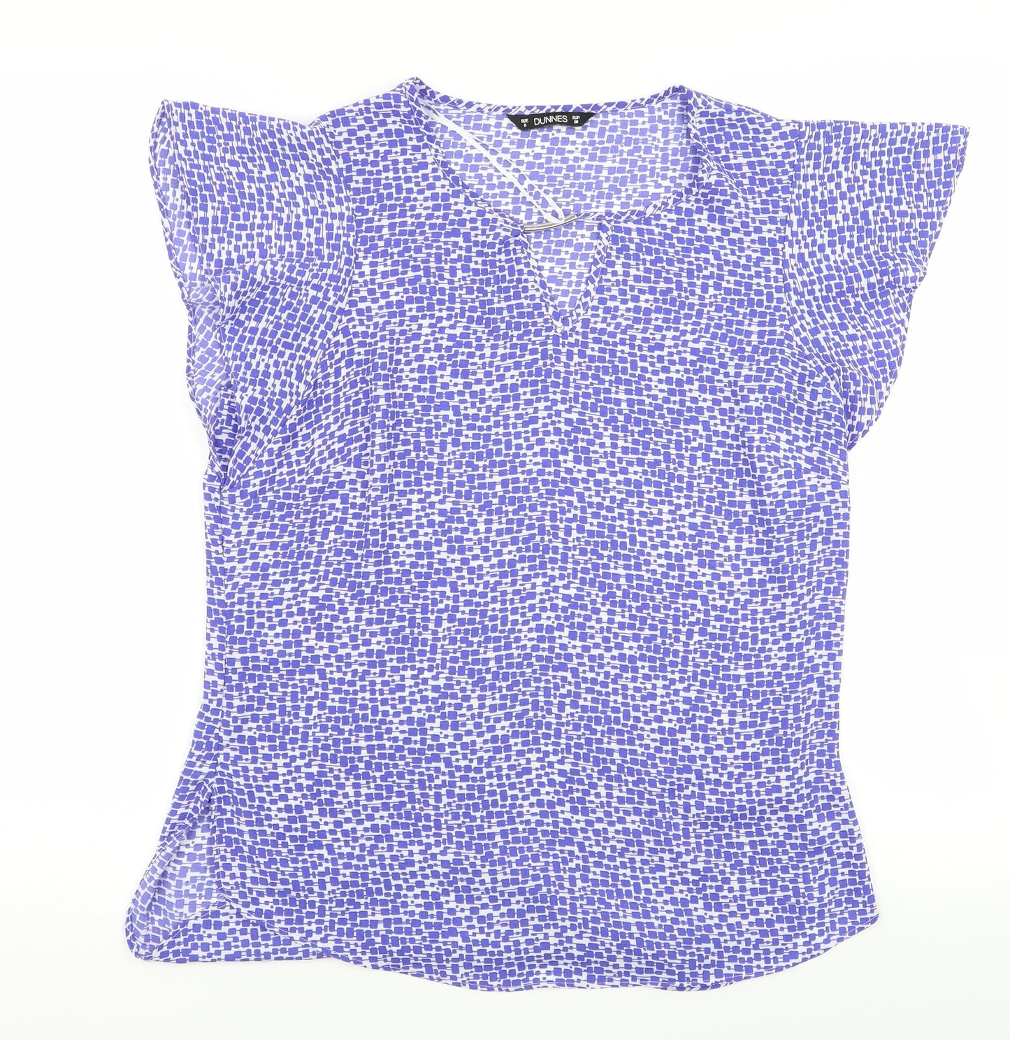 dunnes Womens Blue Geometric  Basic Blouse Size 8