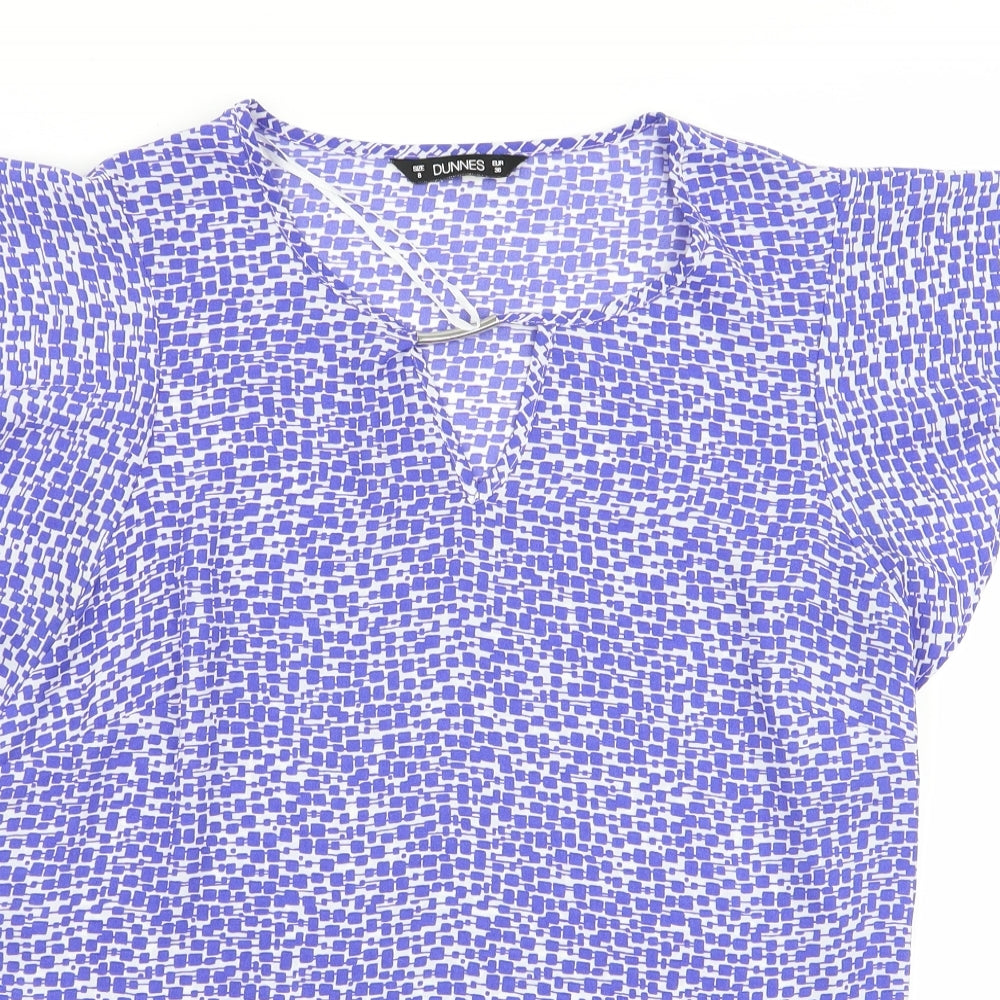 dunnes Womens Blue Geometric  Basic Blouse Size 8