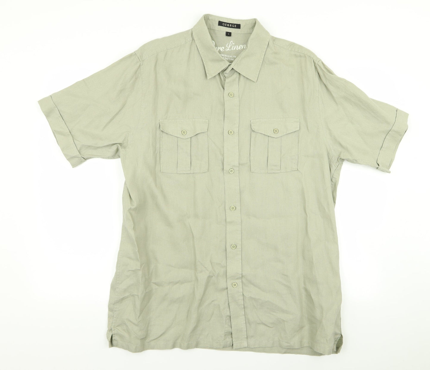 Asda George Mens Green    Button-Up Size L