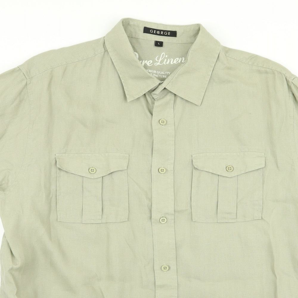 Asda George Mens Green    Button-Up Size L