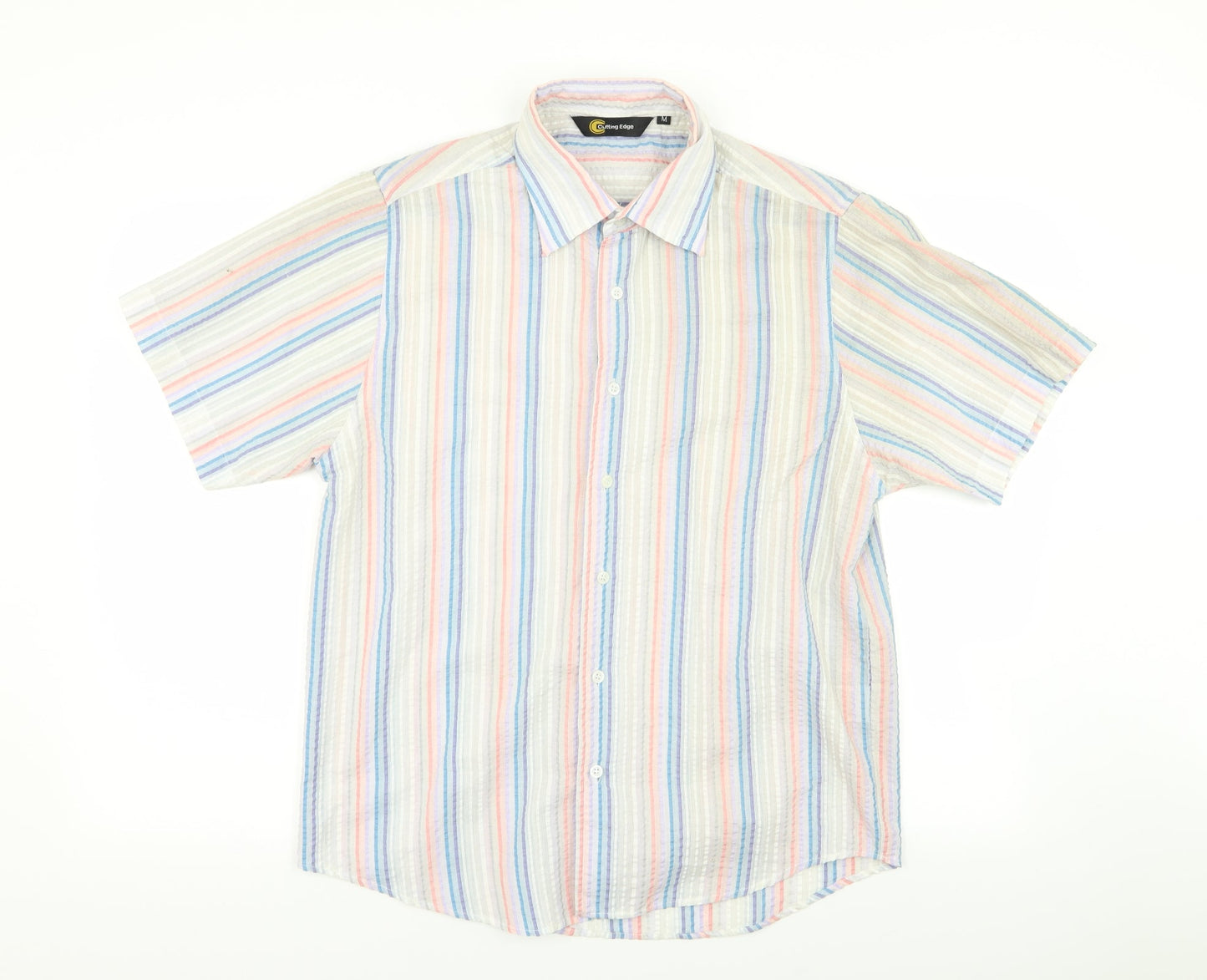 Mens UK Size M Cutting Edge Multicoloured  Button-Up Short Sleeve Casual Shirt