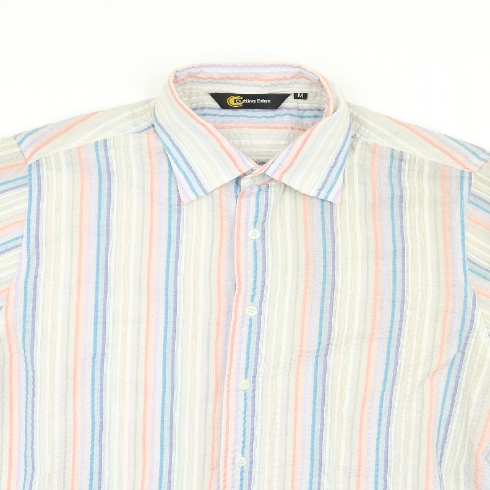 Mens UK Size M Cutting Edge Multicoloured  Button-Up Short Sleeve Casual Shirt