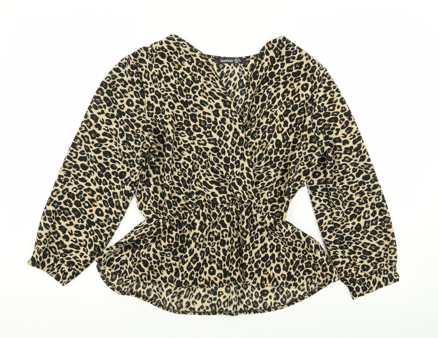 Boohoo Womens Multicoloured Animal Print  Basic Blouse Size 10