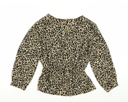 Boohoo Womens Multicoloured Animal Print  Basic Blouse Size 10