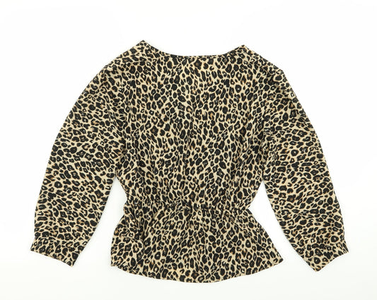 Boohoo Womens Multicoloured Animal Print  Basic Blouse Size 10