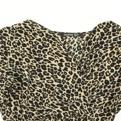 Boohoo Womens Multicoloured Animal Print  Basic Blouse Size 10