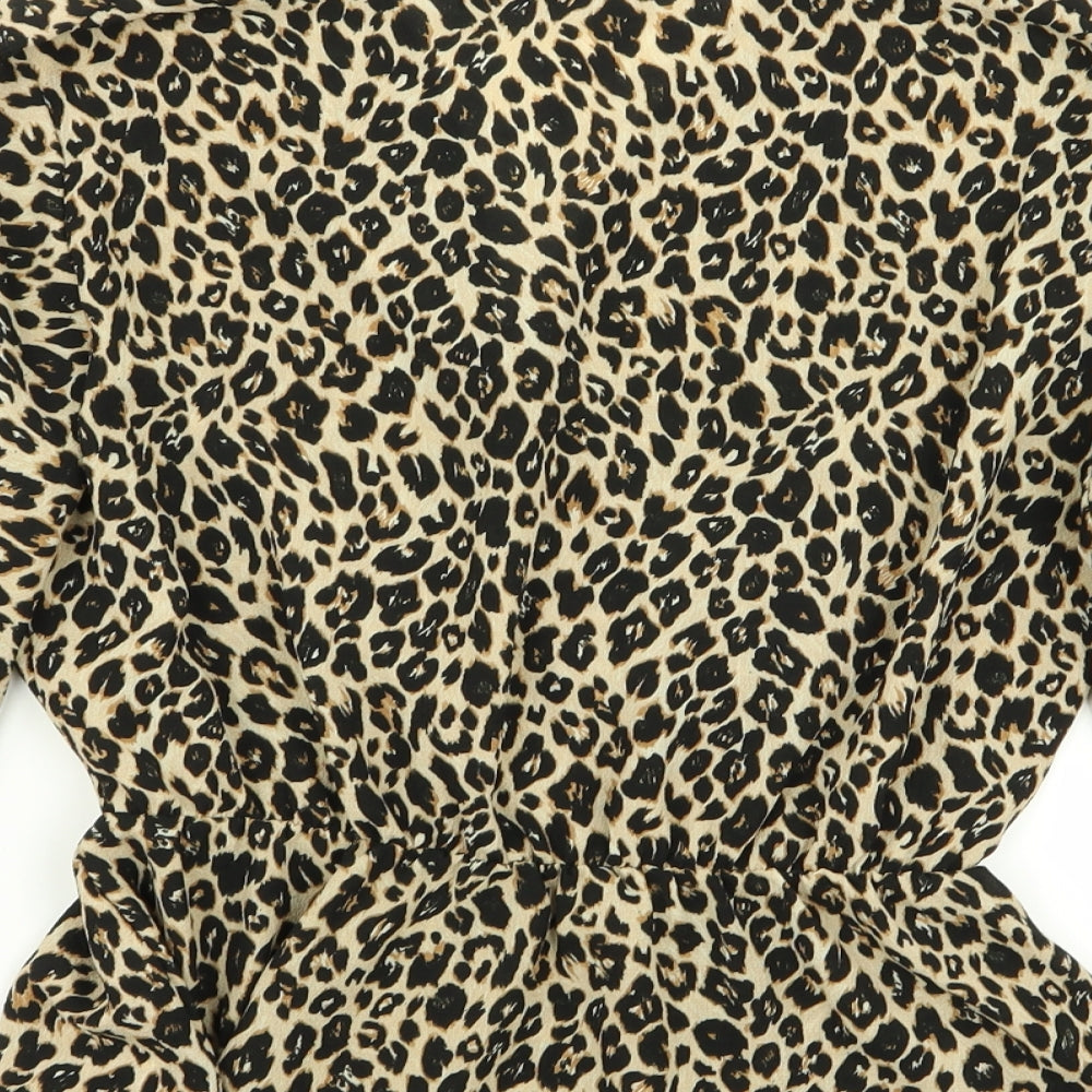 Boohoo Womens Multicoloured Animal Print  Basic Blouse Size 10