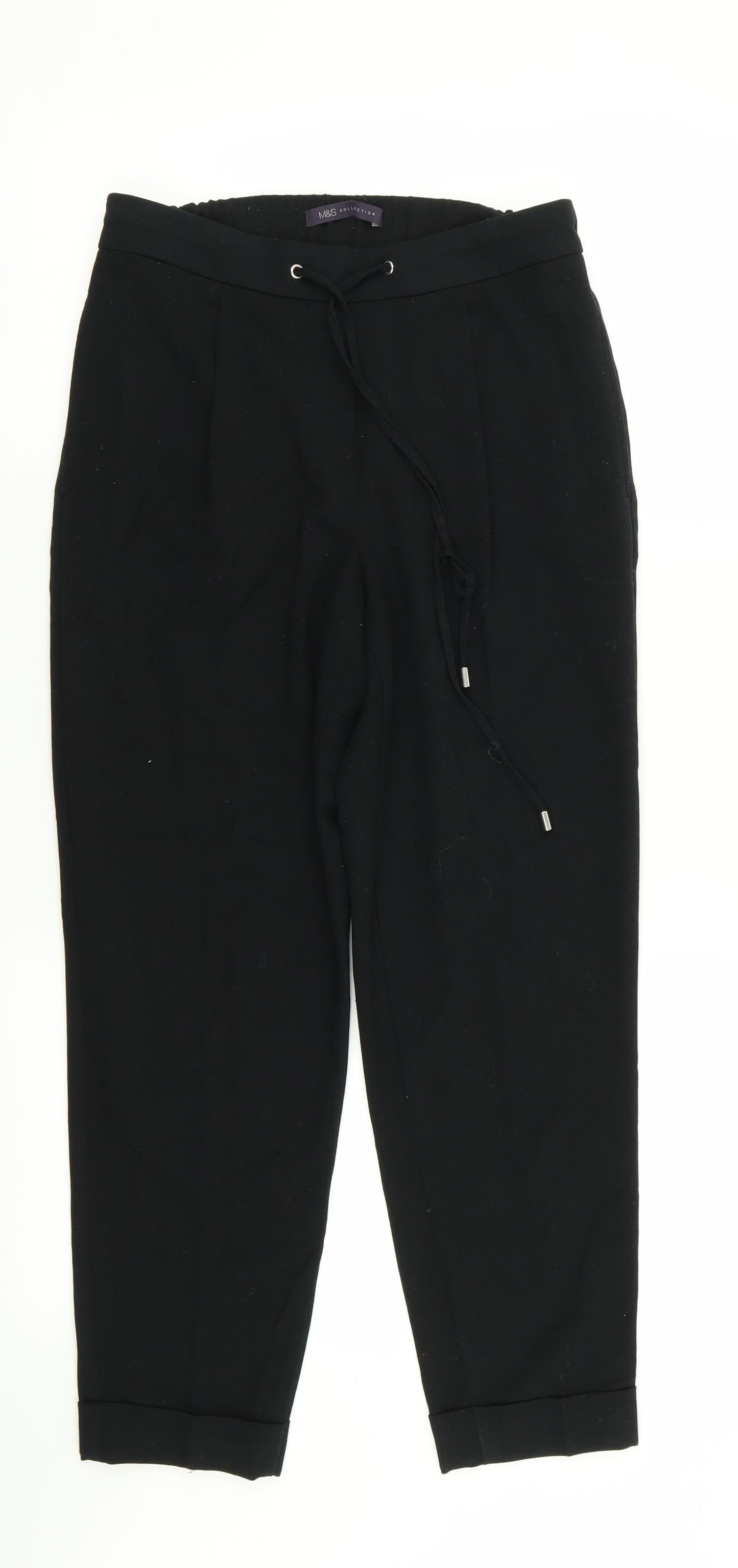 M&S Womens Black   Trousers  Size 6 L26 in - Stretch waistband