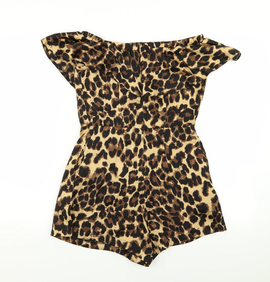 New Look Womens Multicoloured Animal Print  Playsuit One-Piece Size 8