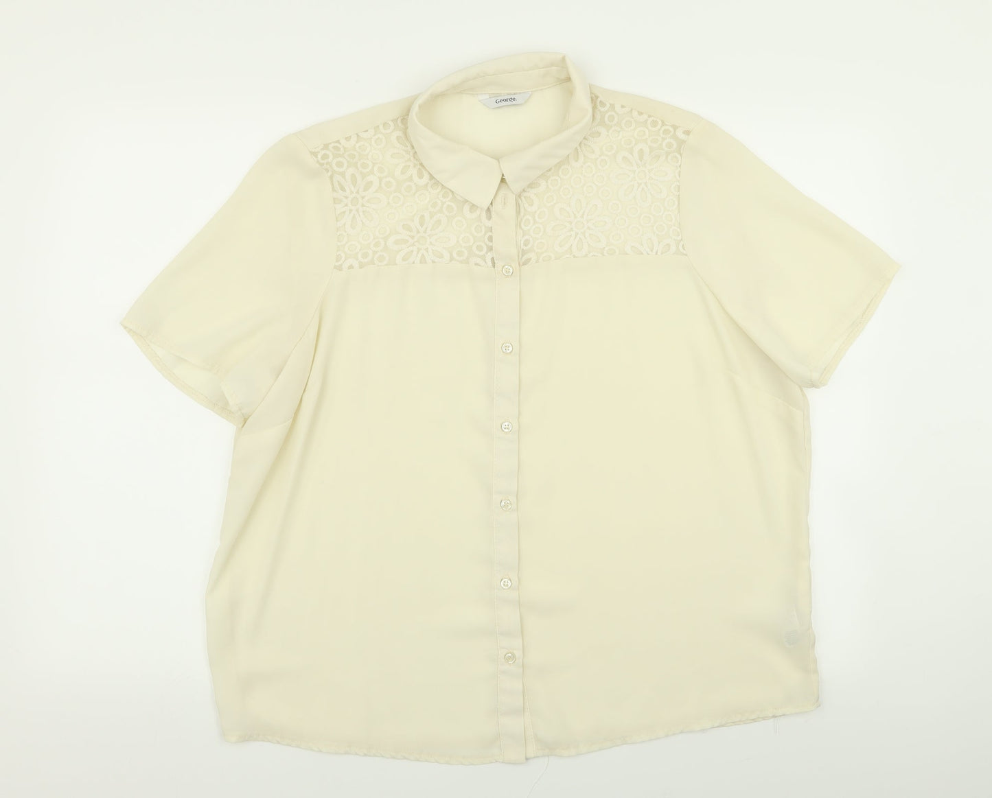 Asda George Womens Ivory Geometric  Basic Button-Up Size 18
