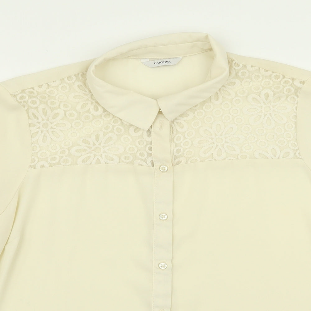 Asda George Womens Ivory Geometric  Basic Button-Up Size 18