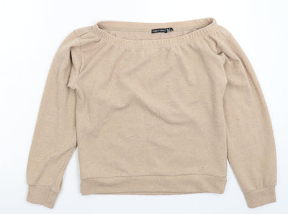 Additional front view of I SAW IT FIRST women’s beige knit jumper, size UK 10
