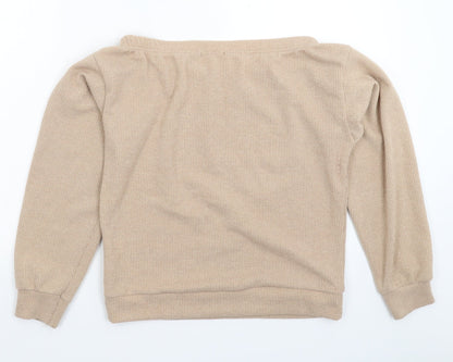 Back view of I SAW IT FIRST women’s beige knit jumper, size UK 10