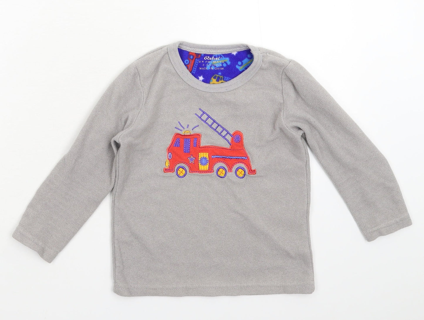 Rebel Girls Grey Solid Fleece Top Pyjama Top Size 3-4 Years