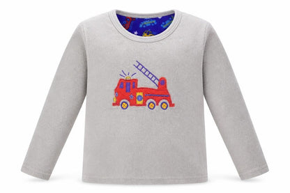 Front view of Rebel girls’ grey solid fleece top pyjama top, size 3-4, years
