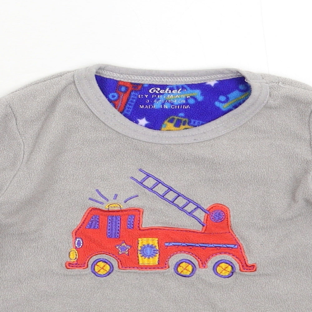 Rebel Girls Grey Solid Fleece Top Pyjama Top Size 3-4 Years
