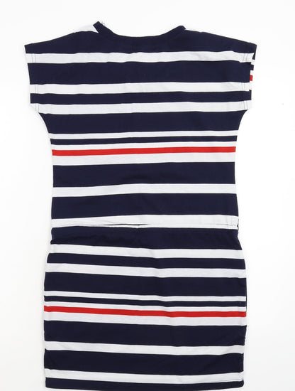 Fancy Qube Womens Blue Striped  T-Shirt Dress  Size L