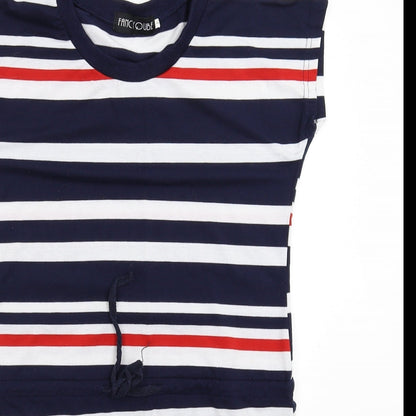 Fancy Qube Womens Blue Striped  T-Shirt Dress  Size L