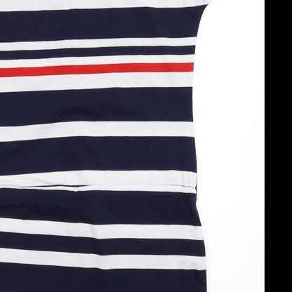 Fancy Qube Womens Blue Striped  T-Shirt Dress  Size L