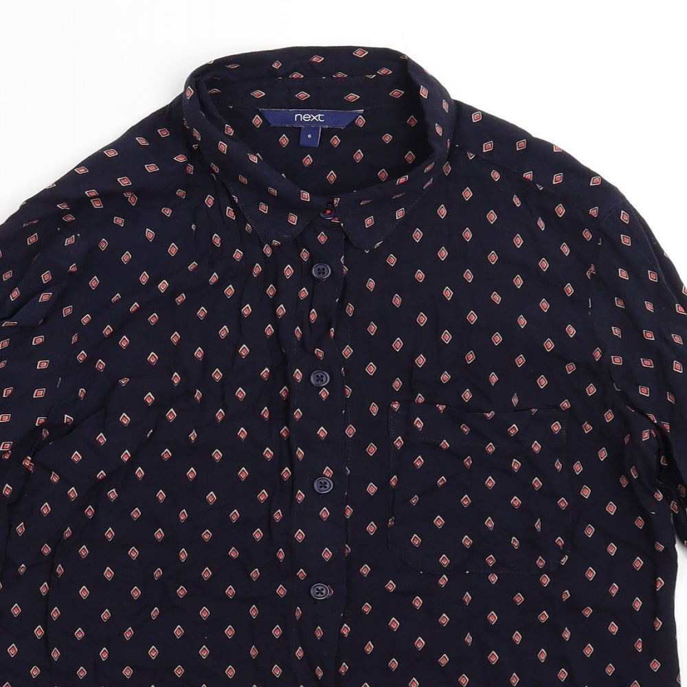 Womens UK Size 6 NEXT Blue Basic Button-Up
