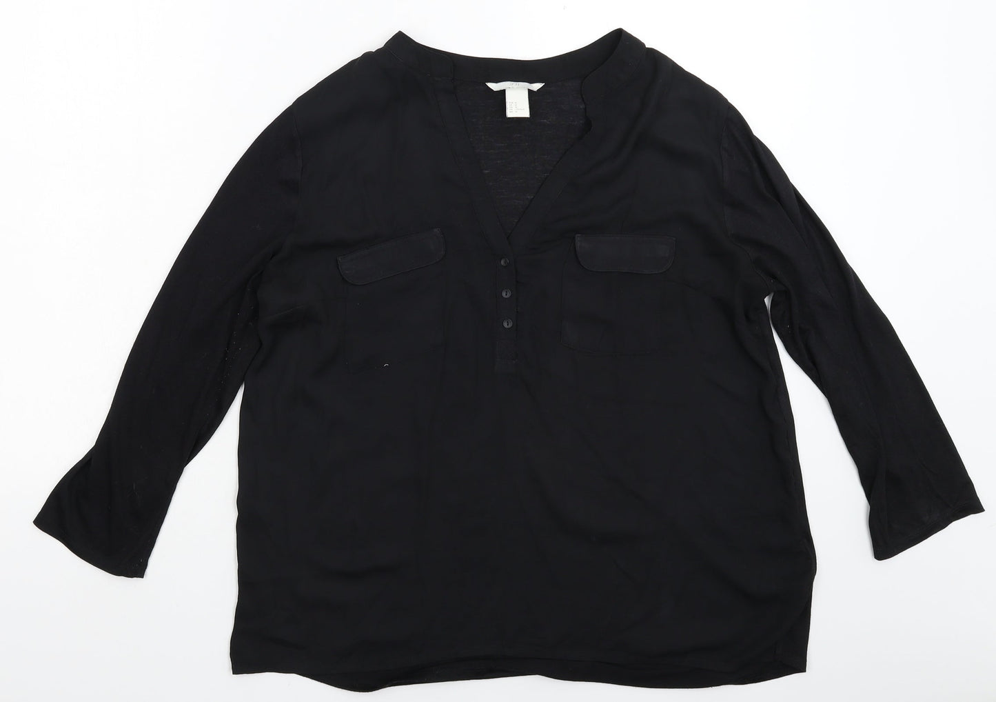 Womens UK Size M H&M Black Basic Blouse