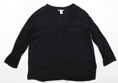 Womens UK Size M H&M Black Basic Blouse