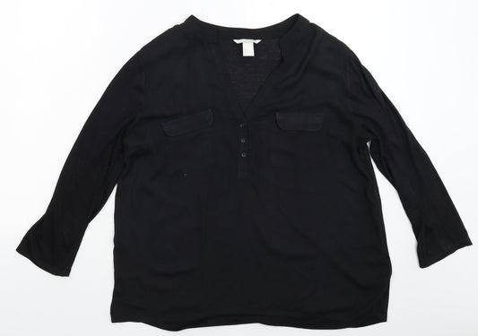 Womens UK Size M H&M Black Basic Blouse
