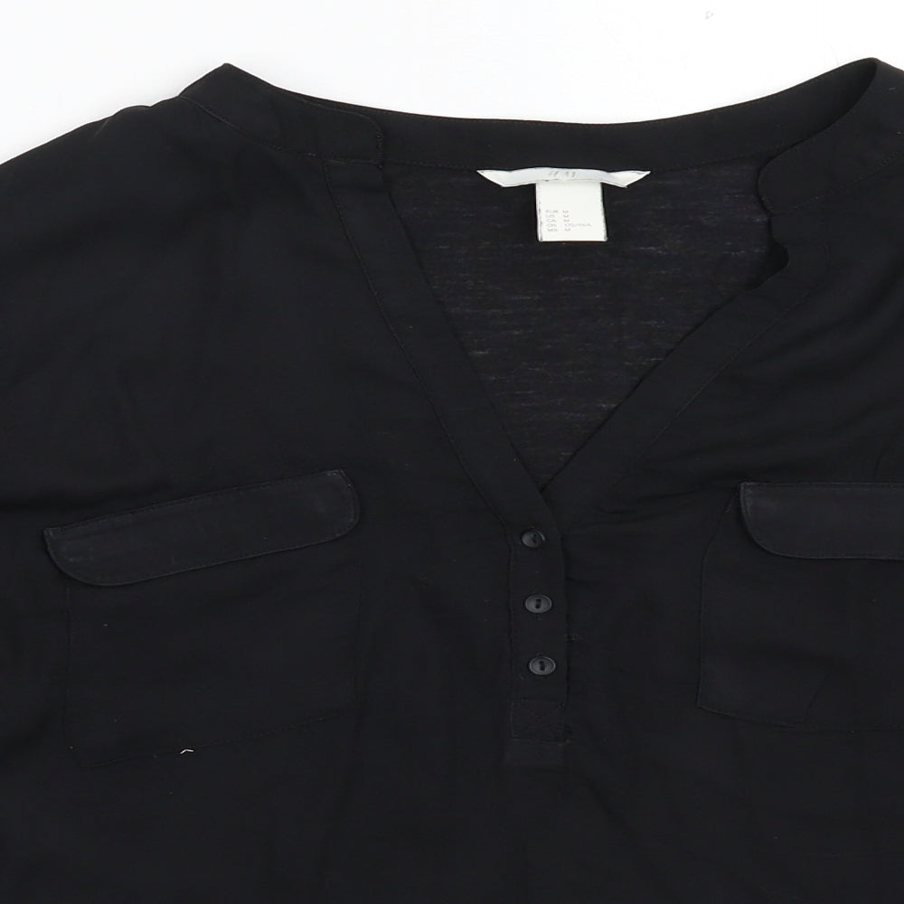 Womens UK Size M H&M Black Basic Blouse