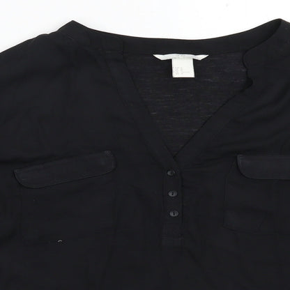 Womens UK Size M H&M Black Basic Blouse