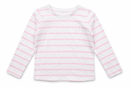 E-vie Girls White Striped  Basic T-Shirt Size 3 Years